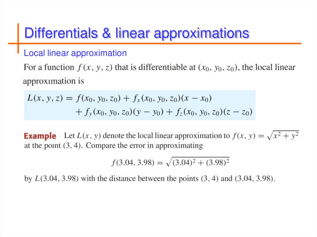 Differentials & linear approximations