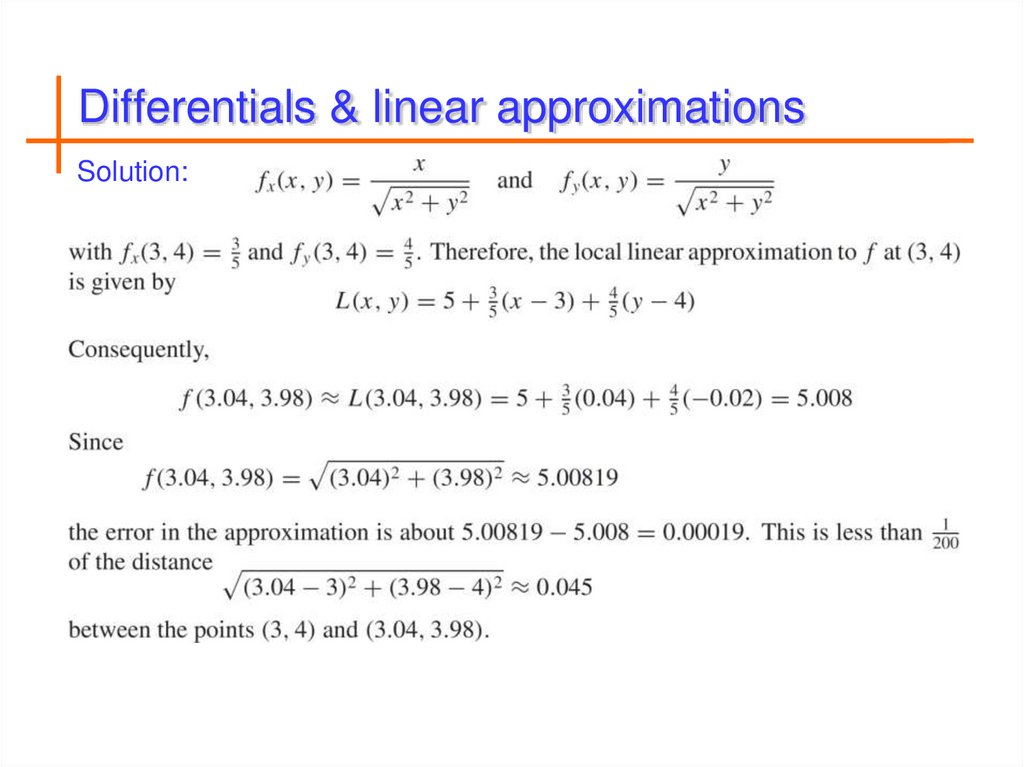 Differentials & linear approximations