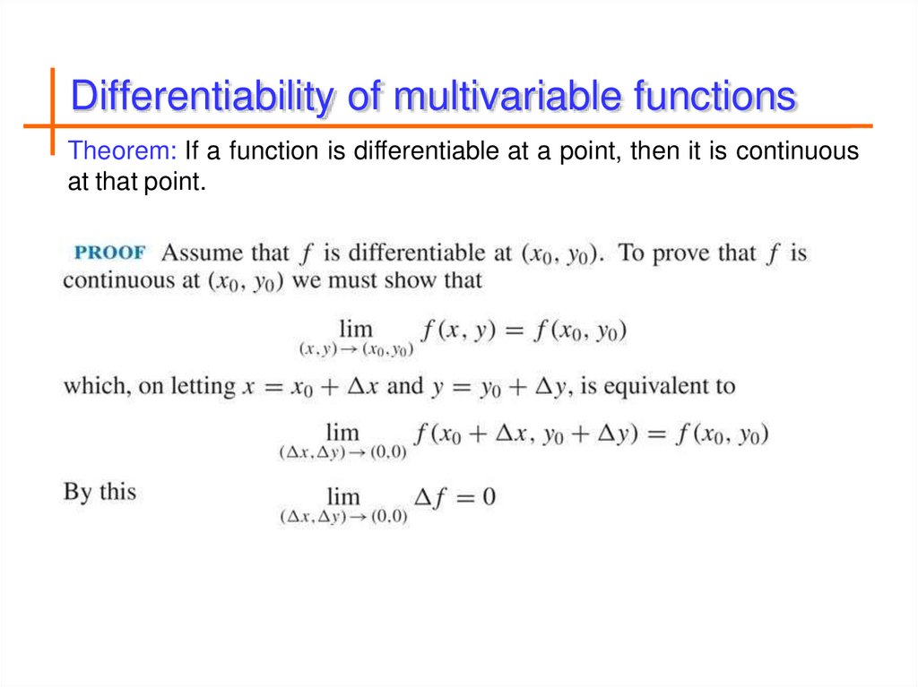 Differentiability of multivariable functions