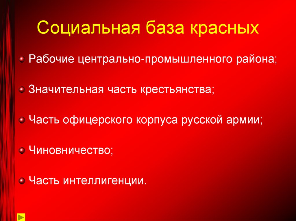 Социальная база красных