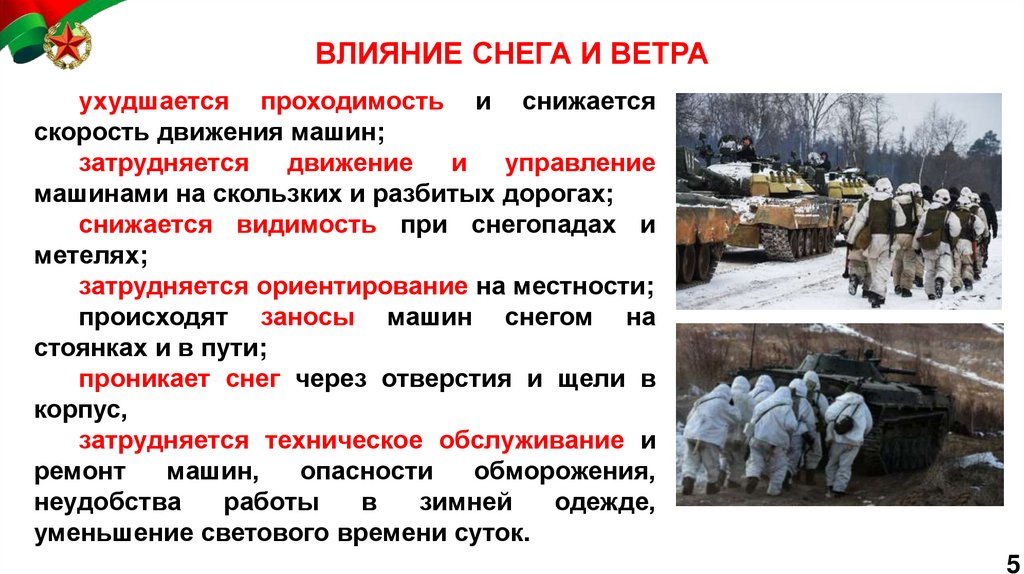 ВЛИЯНИЕ СНЕГА И ВЕТРА