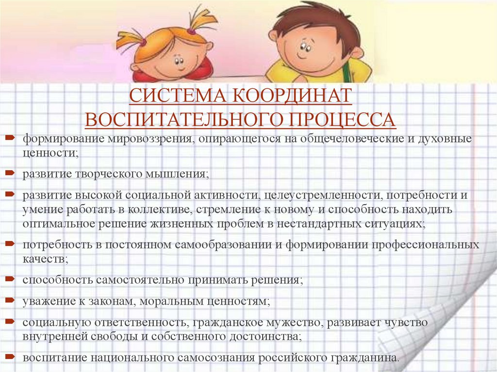 СИСТЕМА КООРДИНАТ ВОСПИТАТЕЛЬНОГО ПРОЦЕССА