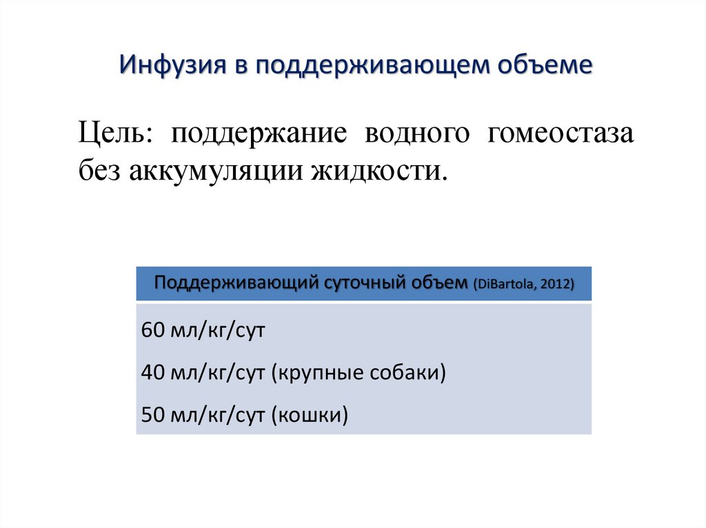 Инфузия в поддерживающем объеме