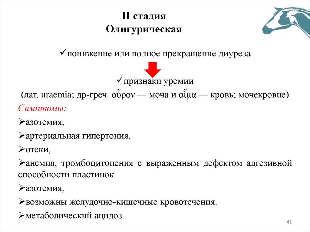 II стадия Олигурическая