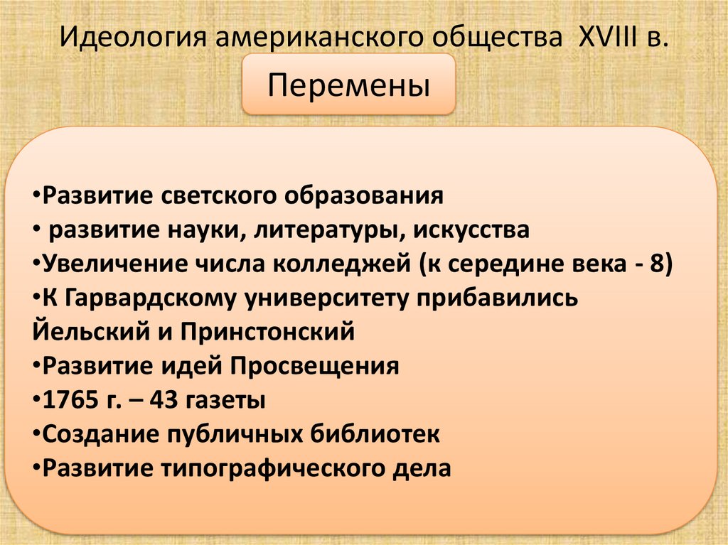 Идеология американского общества XVIII в.