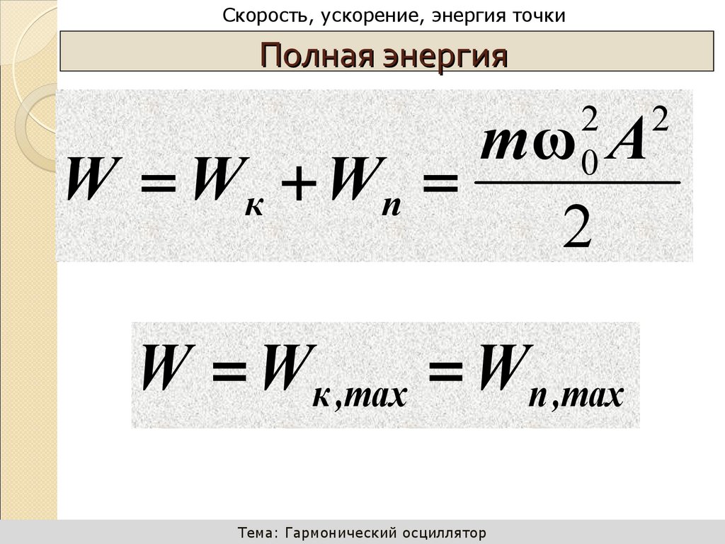 Энергия колеблющейся точки