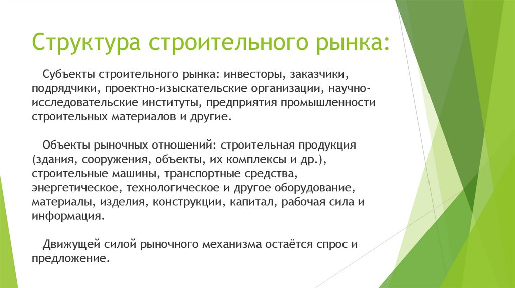 Структура строительного рынка: