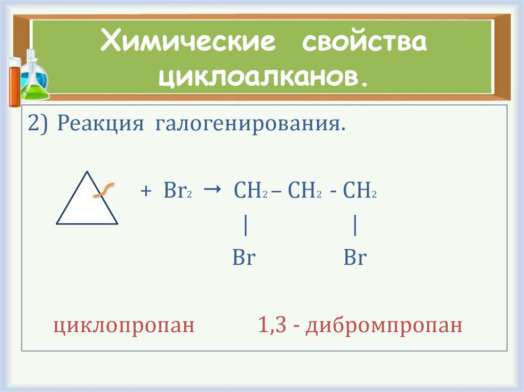 Химические свойства циклоалканов.