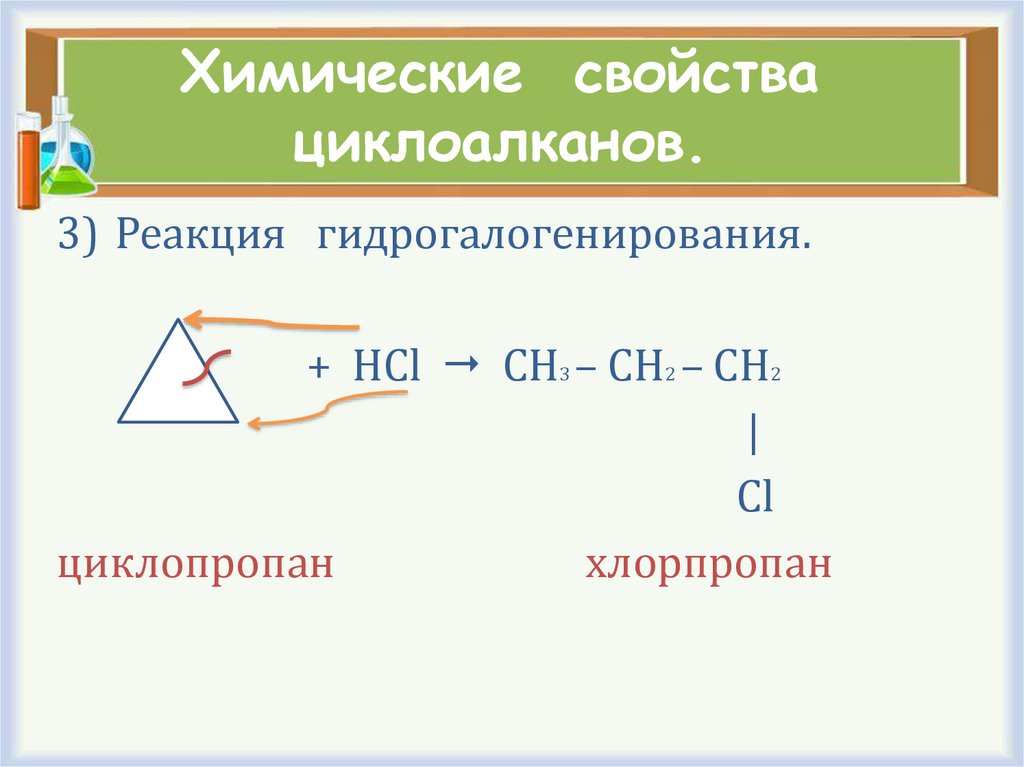 Химические свойства циклоалканов.