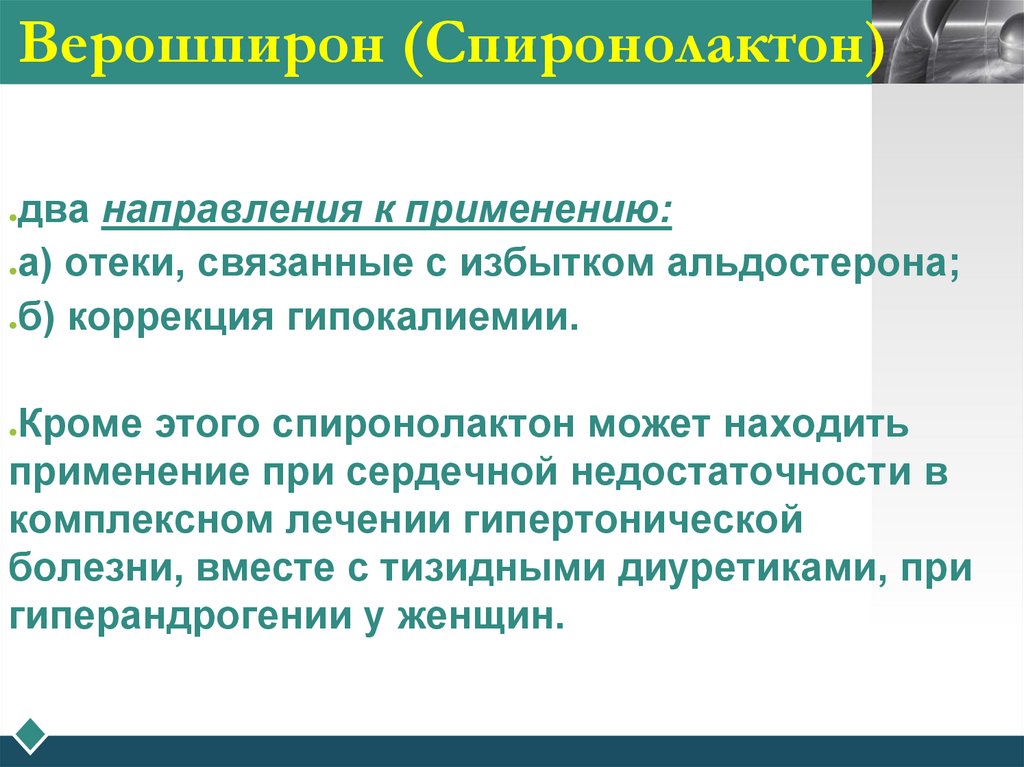 Верошпирон (Спиронолактон)