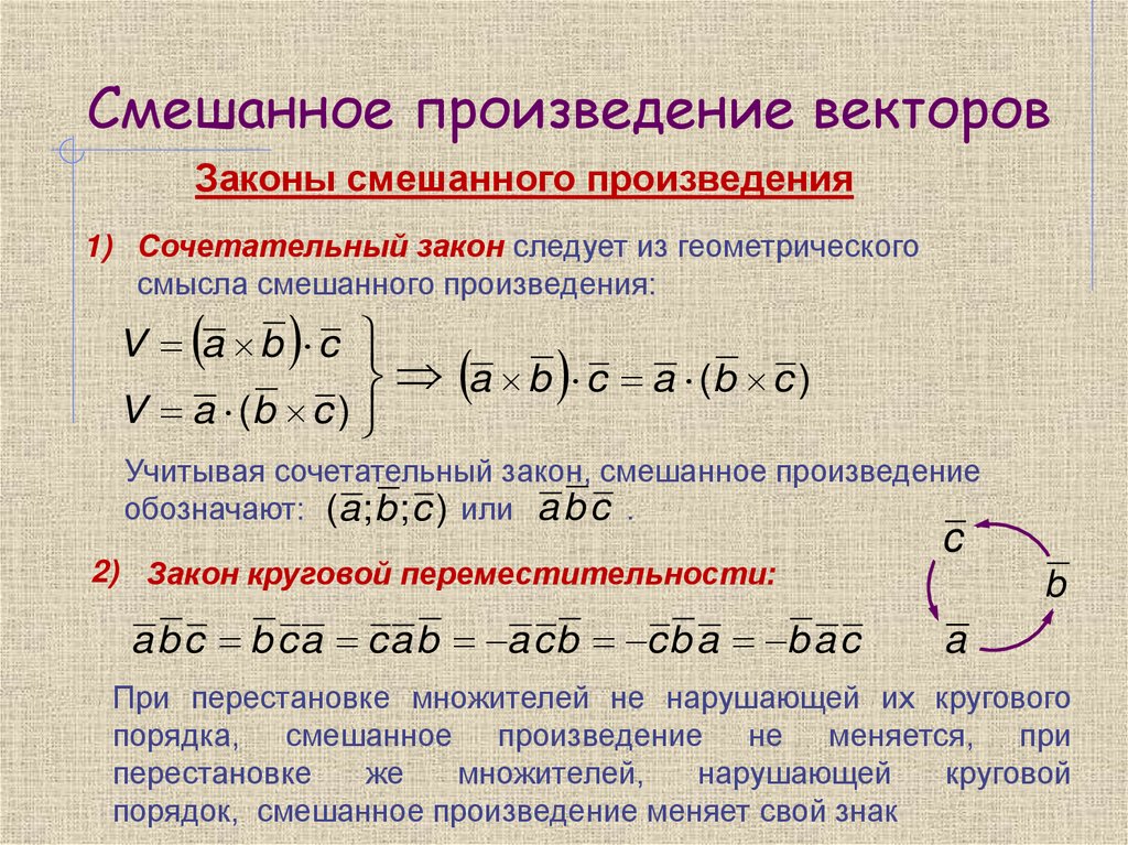 Смешанное произведение векторов