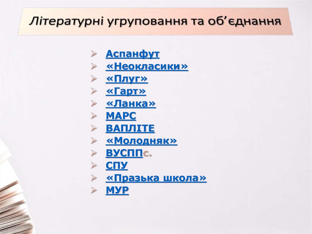 Літературні угруповання та об’єднання