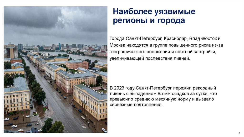 Наиболее уязвимые регионы и города