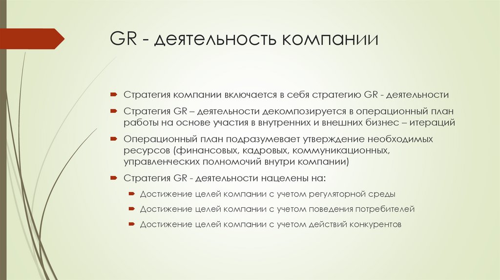 GR - деятельность компании
