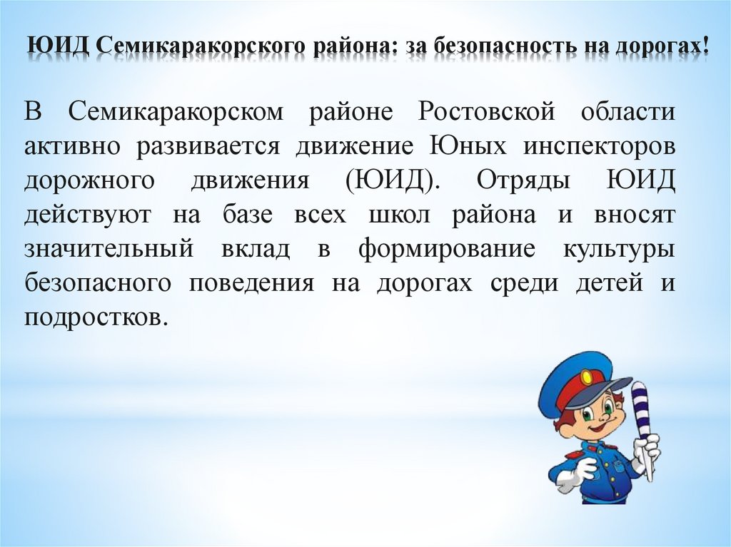 ЮИД Семикаракорского района: за безопасность на дорогах!