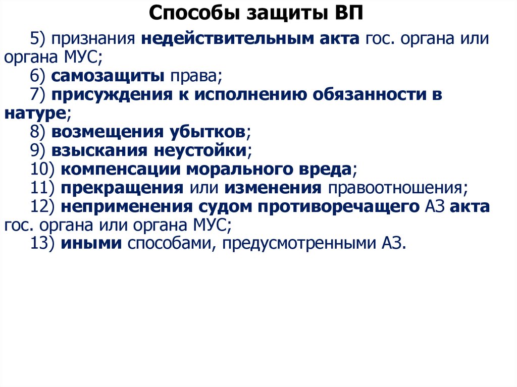 Способы защиты ВП