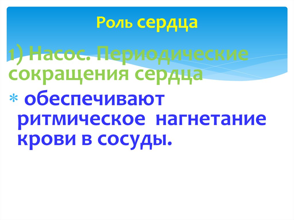 Роль сердца