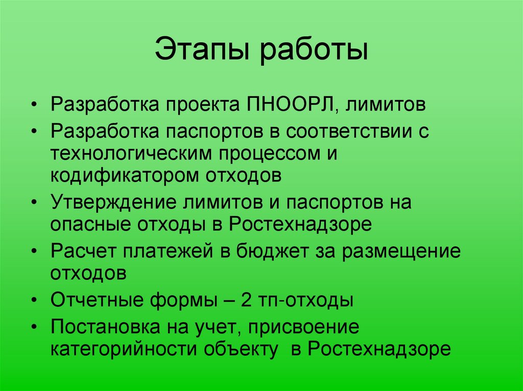 Этапы работы