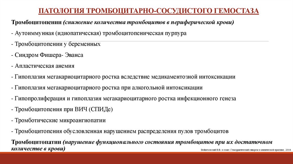 ПАТОЛОГИЯ ТРОМБОЦИТАРНО-СОСУДИСТОГО ГЕМОСТАЗА