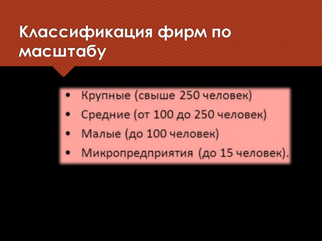 Классификация фирм по масштабу