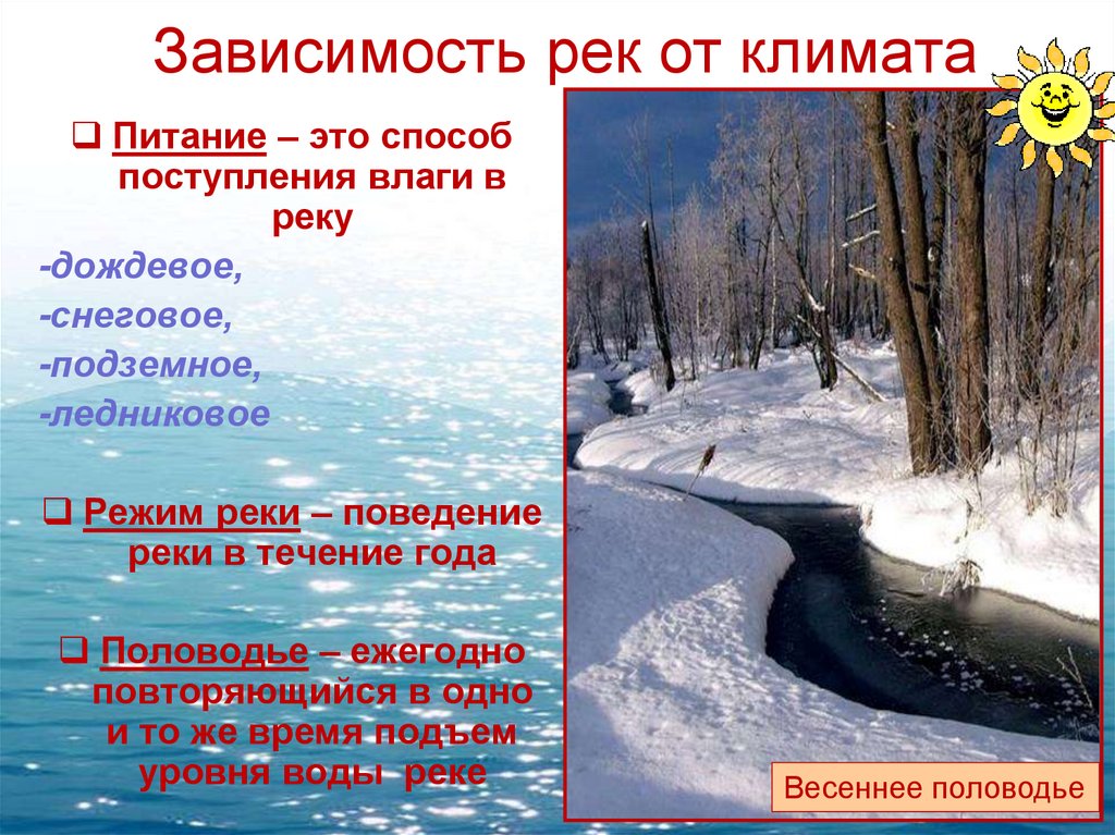 Зависимость рек от климата