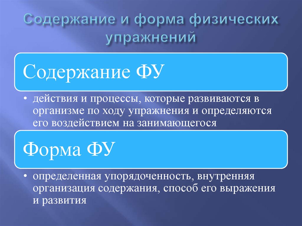 Содержание и форма физических упражнений