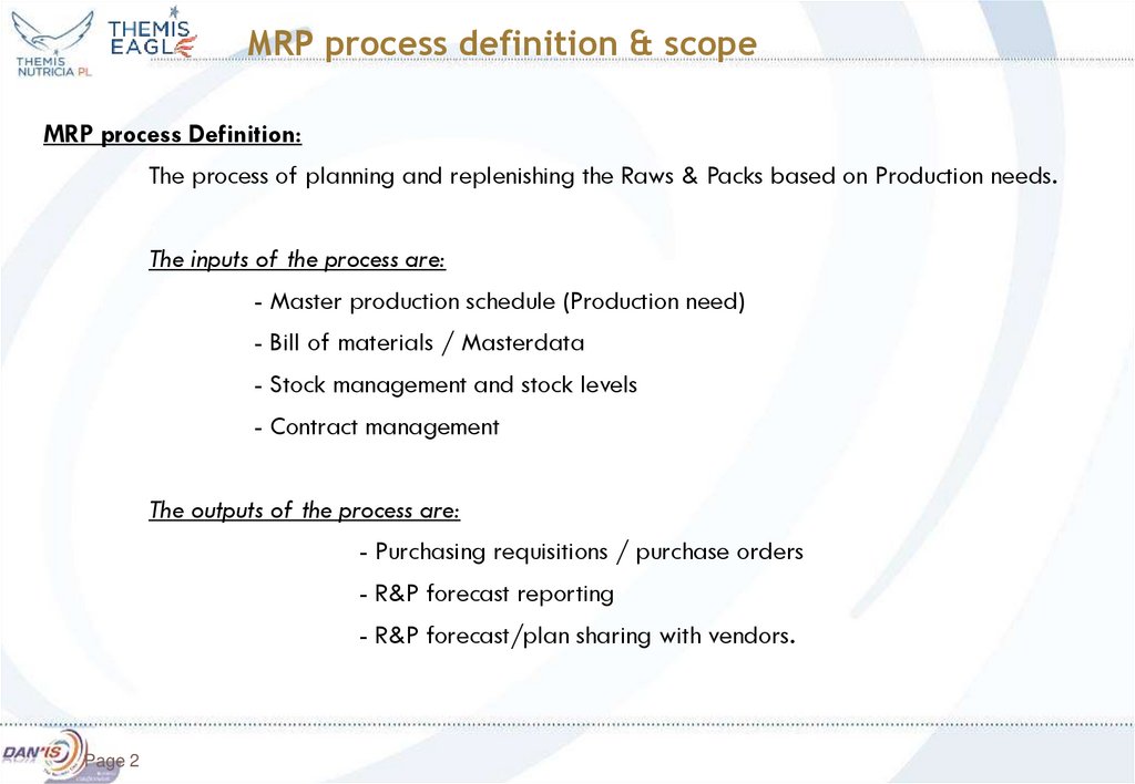 MRP process definition & scope