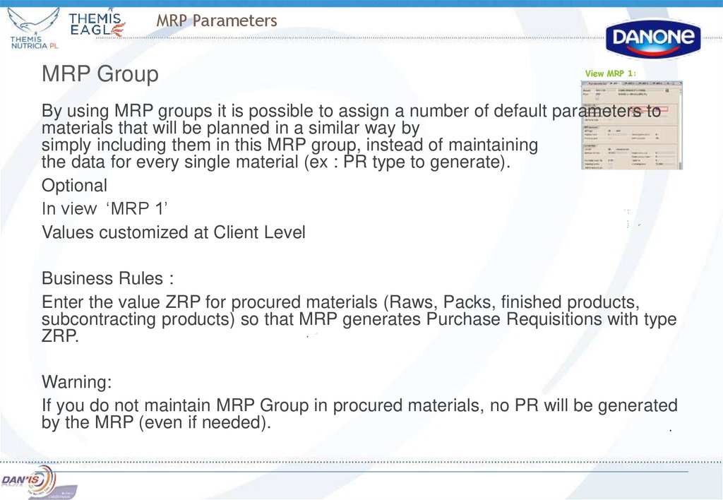 MRP Parameters