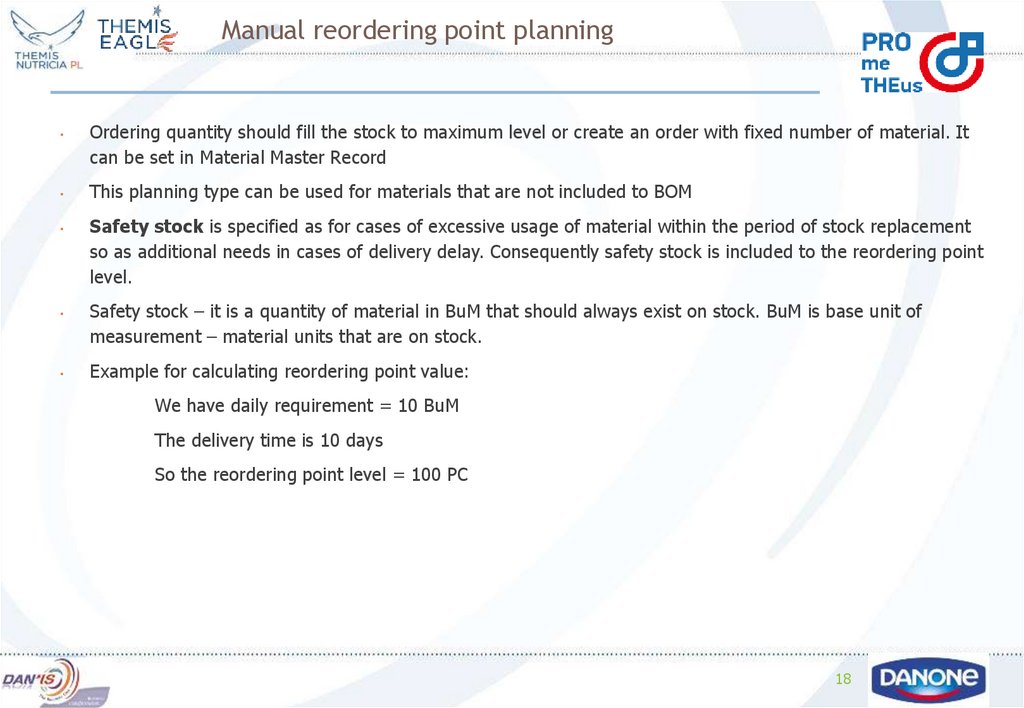 Manual reordering point planning