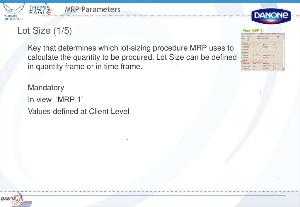 MRP Parameters