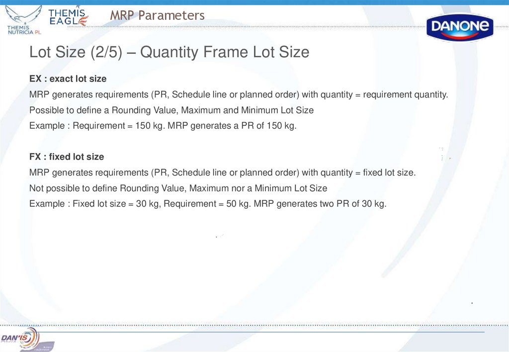 MRP Parameters