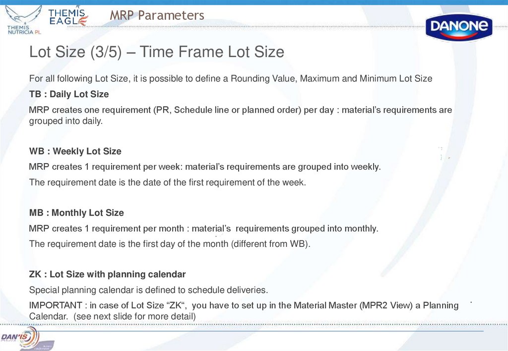 MRP Parameters