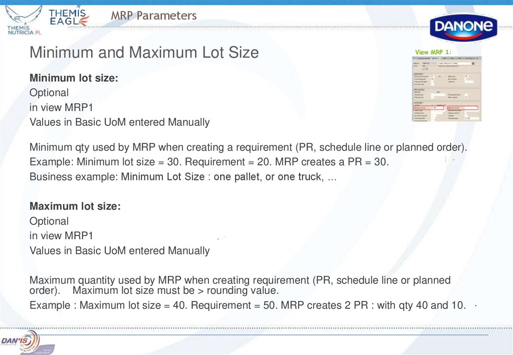 MRP Parameters