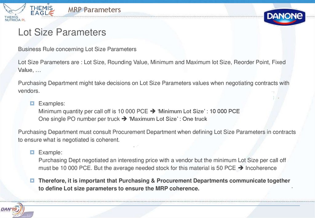 MRP Parameters