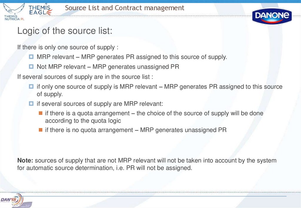 Source List and Contract management