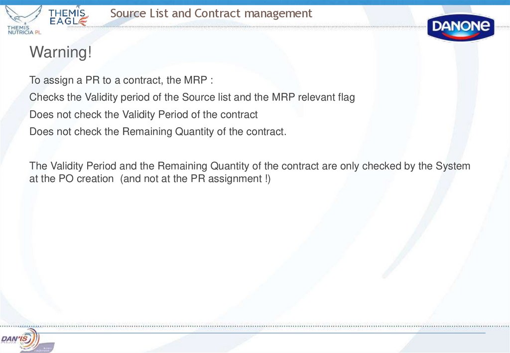 Source List and Contract management