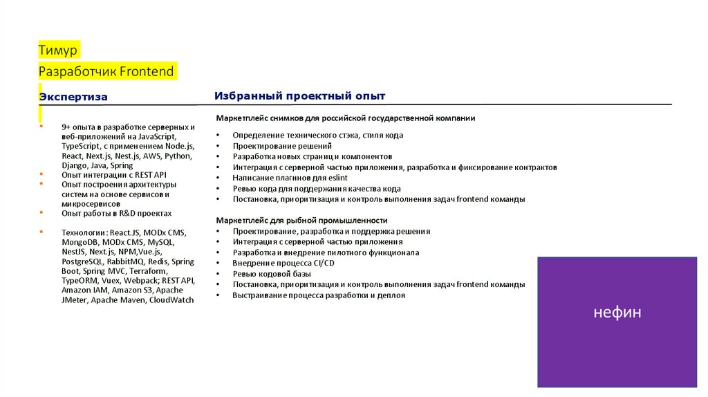 Тимур Разработчик Frontend