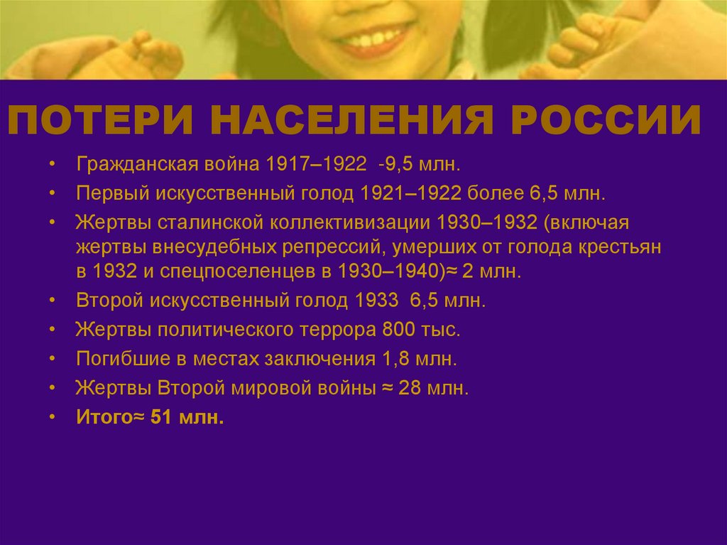 ПОТЕРИ НАСЕЛЕНИЯ РОССИИ