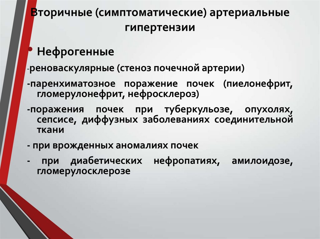 Вторичные (симптоматические) артериальные гипертензии
