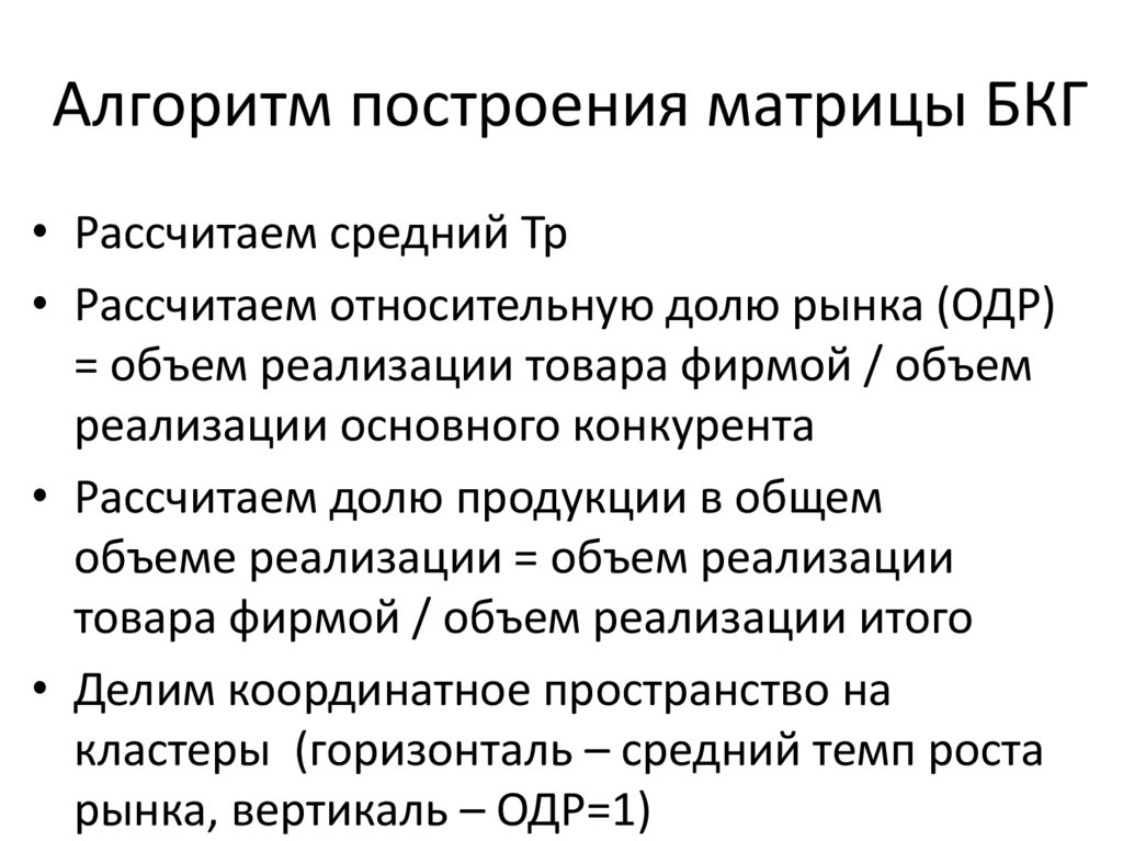 Алгоритм построения матрицы БКГ