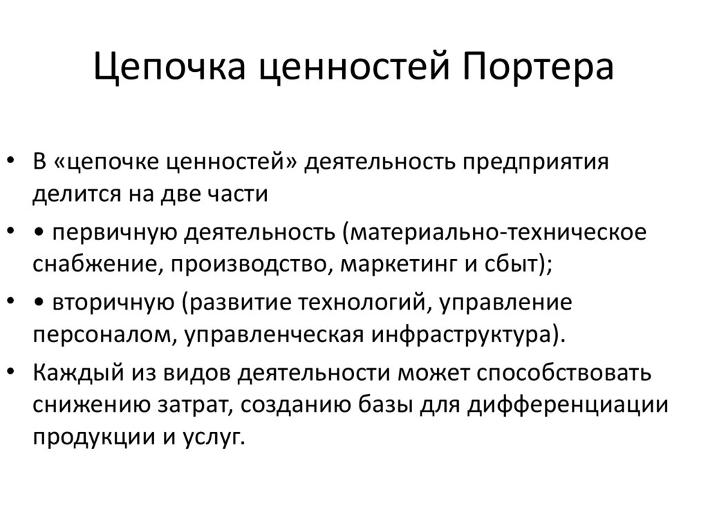 Цепочка ценностей Портера