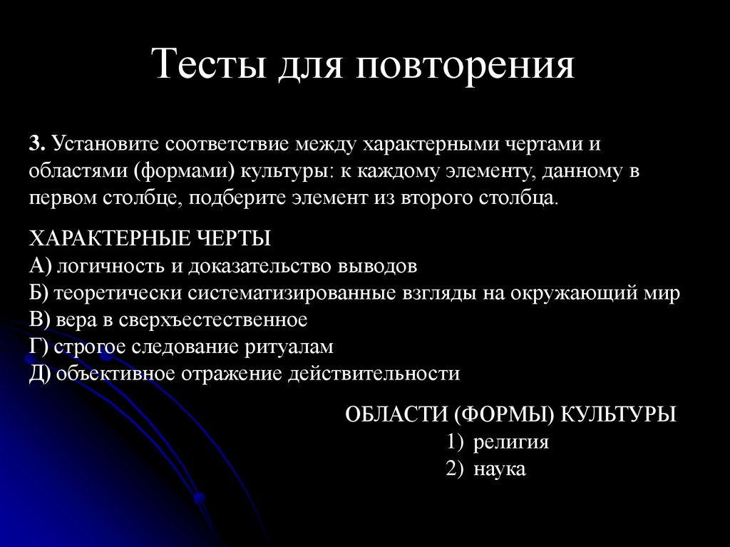 Тесты для повторения