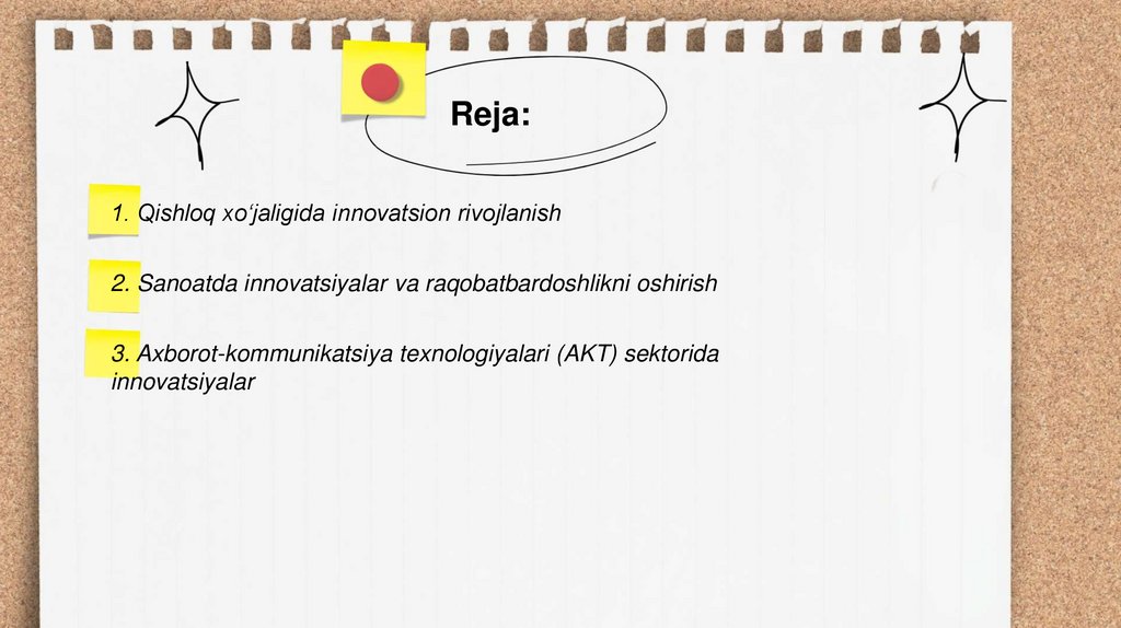 Sektorlar bo'yicha Innovatsion iqtisodiyot rivojlanishi