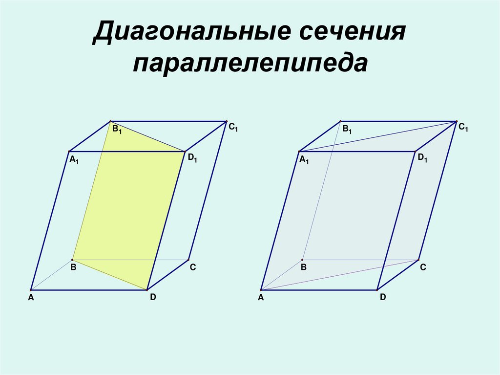 Диагональные сечения параллелепипеда