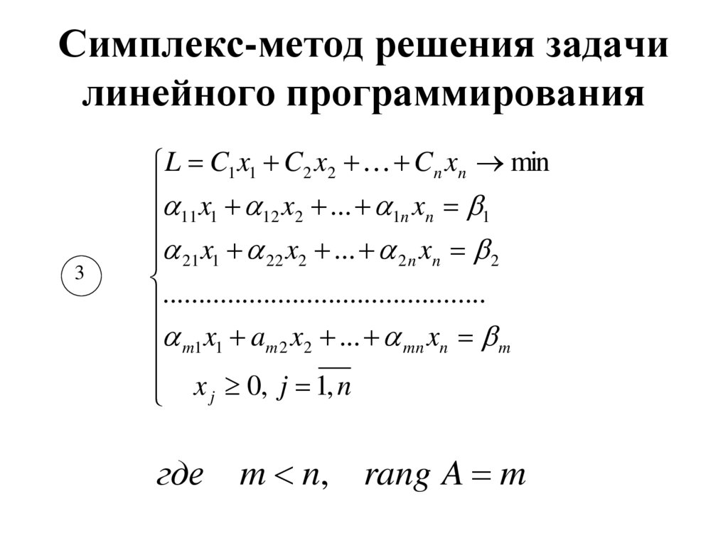 Симплекс-метод решения задачи линейного программирования