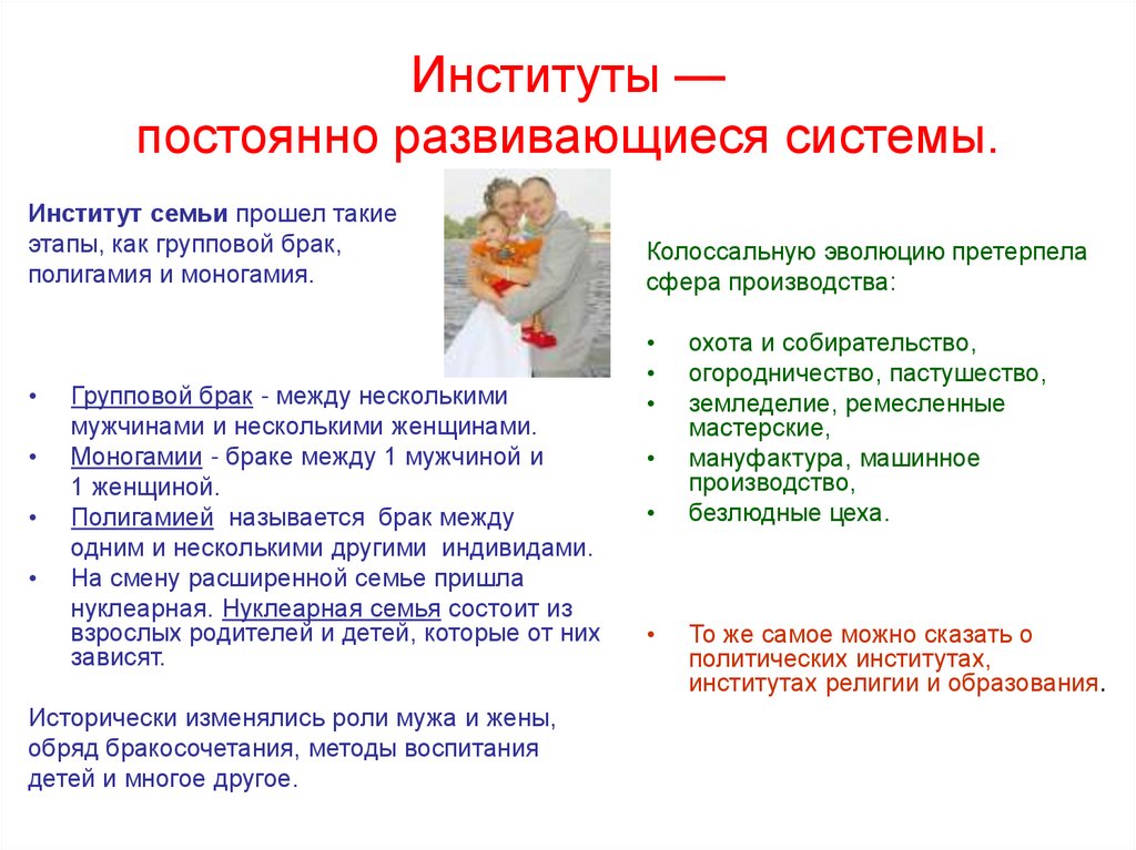 Институты — постоянно развивающиеся системы.