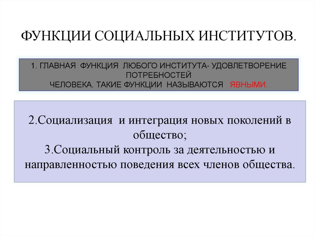 ФУНКЦИИ СОЦИАЛЬНЫХ ИНСТИТУТОВ.