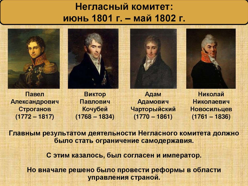 Негласный комитет: июнь 1801 г. – май 1802 г.