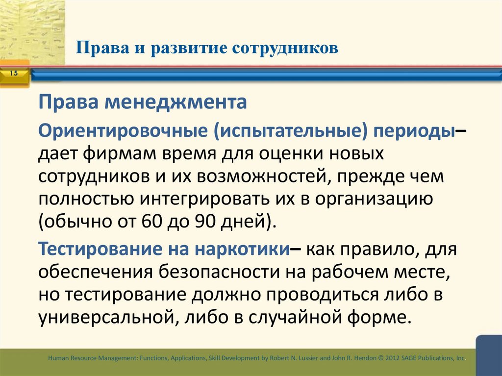 Права и развитие сотрудников