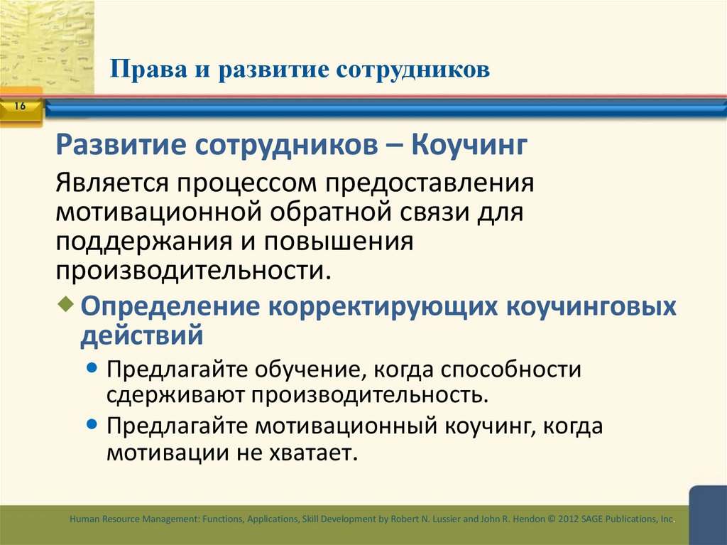 Права и развитие сотрудников